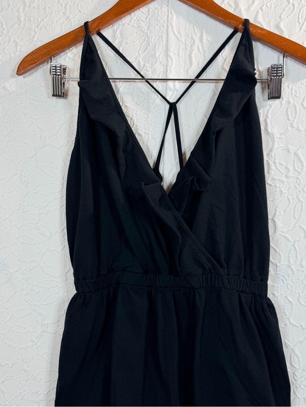 Topshop Plunging Ruffle Faux Wrap Tie Back Fringe Romper Sz S - Picture 2 of 11